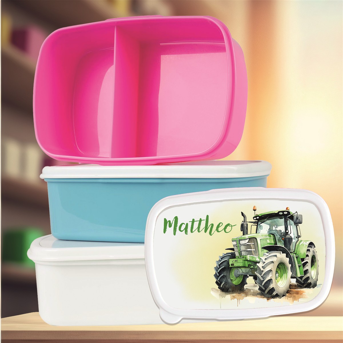 Brotdose mit Namen Traktor #01 – Personalisierte Lunchbox für Schule & Kindergarten versch. Farben Brotdose mit Namen Traktor #01 – Personalisierte Lunchbox für Schule & Kindergarten Weiß