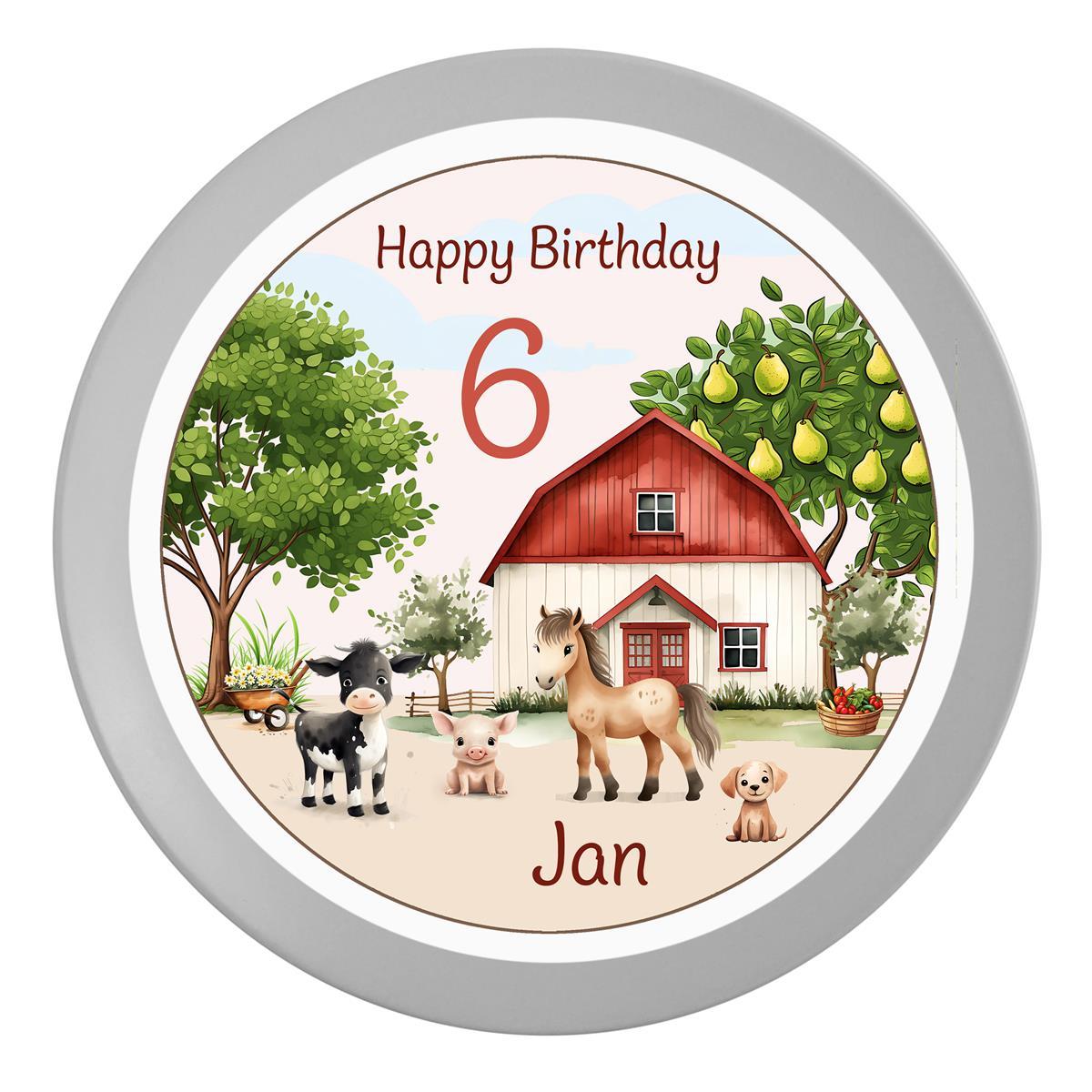 Tortenaufleger Geburtstag Bauernhof #3 Name & Zahl (20cm) Fondant Papier