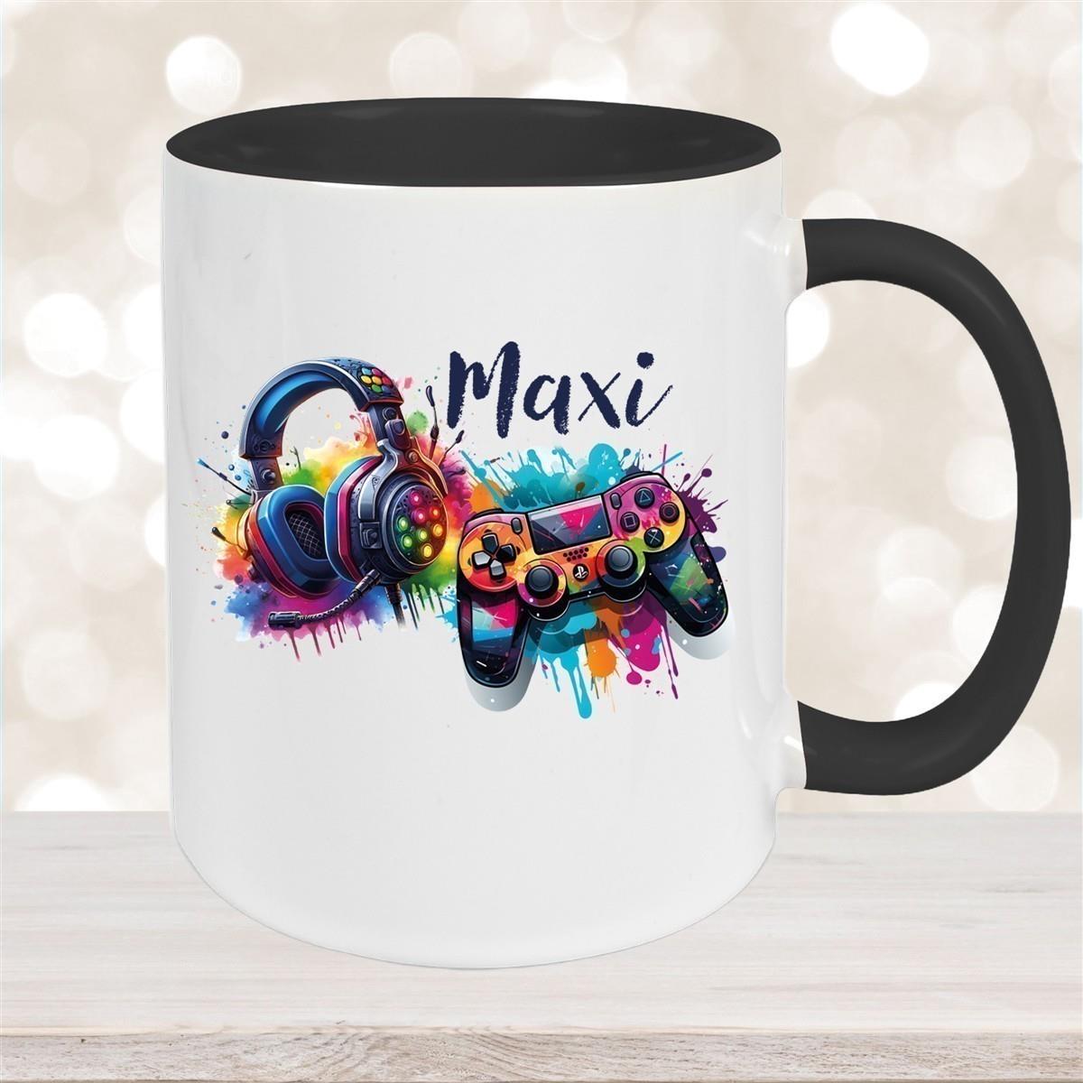 Tasse Gamer 3 Wunschname Keramik Kinderbecher personalisiert versch. Farben