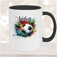 Tasse Wunschname Fußball 11 Keramik Kinderbecher personalisiert versch. Farben