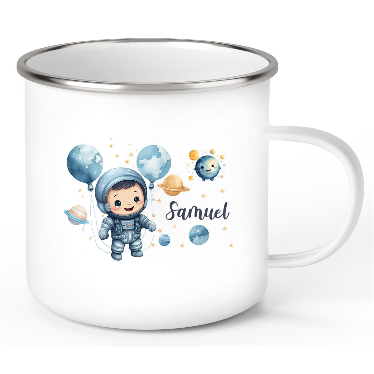 Tasse Kinder Astronaut #1 Wunschname Emaille Kinderbecher personalisiert