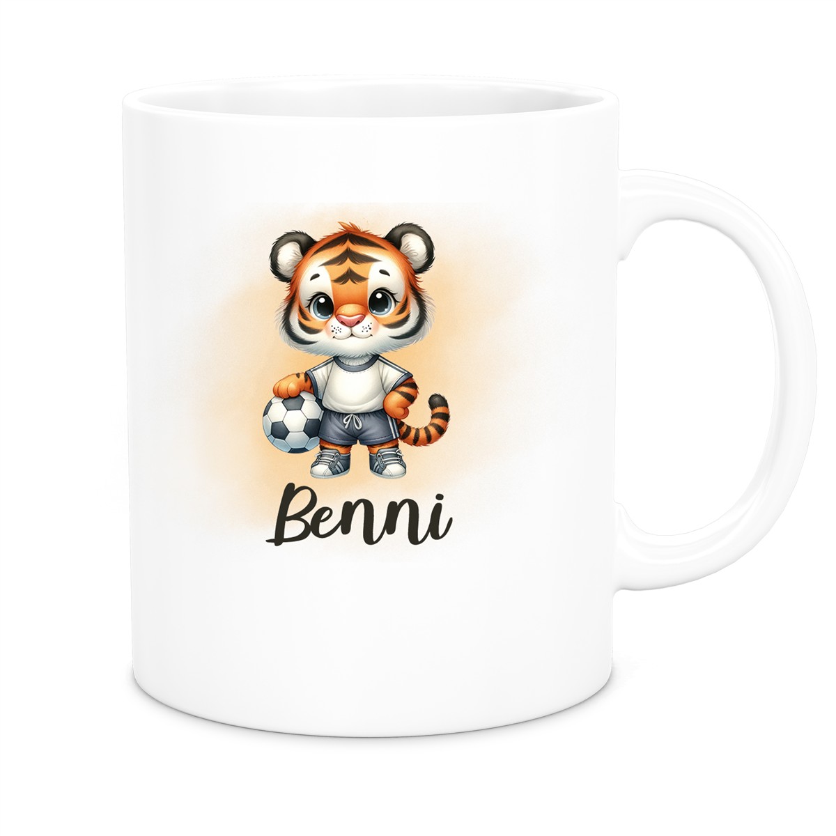 Tasse Wunschname Fußball 16 Personalisiert Tiger Keramik Kinderbecher versch. Farben