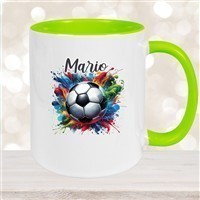 Tasse Wunschname Fußball #12 Personalisiert Keramik Kinderbecher versch. Farben