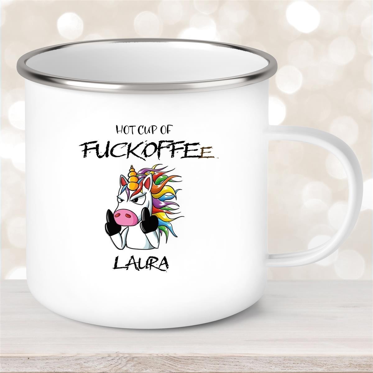 Tasse Einhorn #9 Wunschname Emaille Kinderbecher personalisiert Tasse Einhorn #9 Wunschname Emaille Kinderbecher personalisiert
