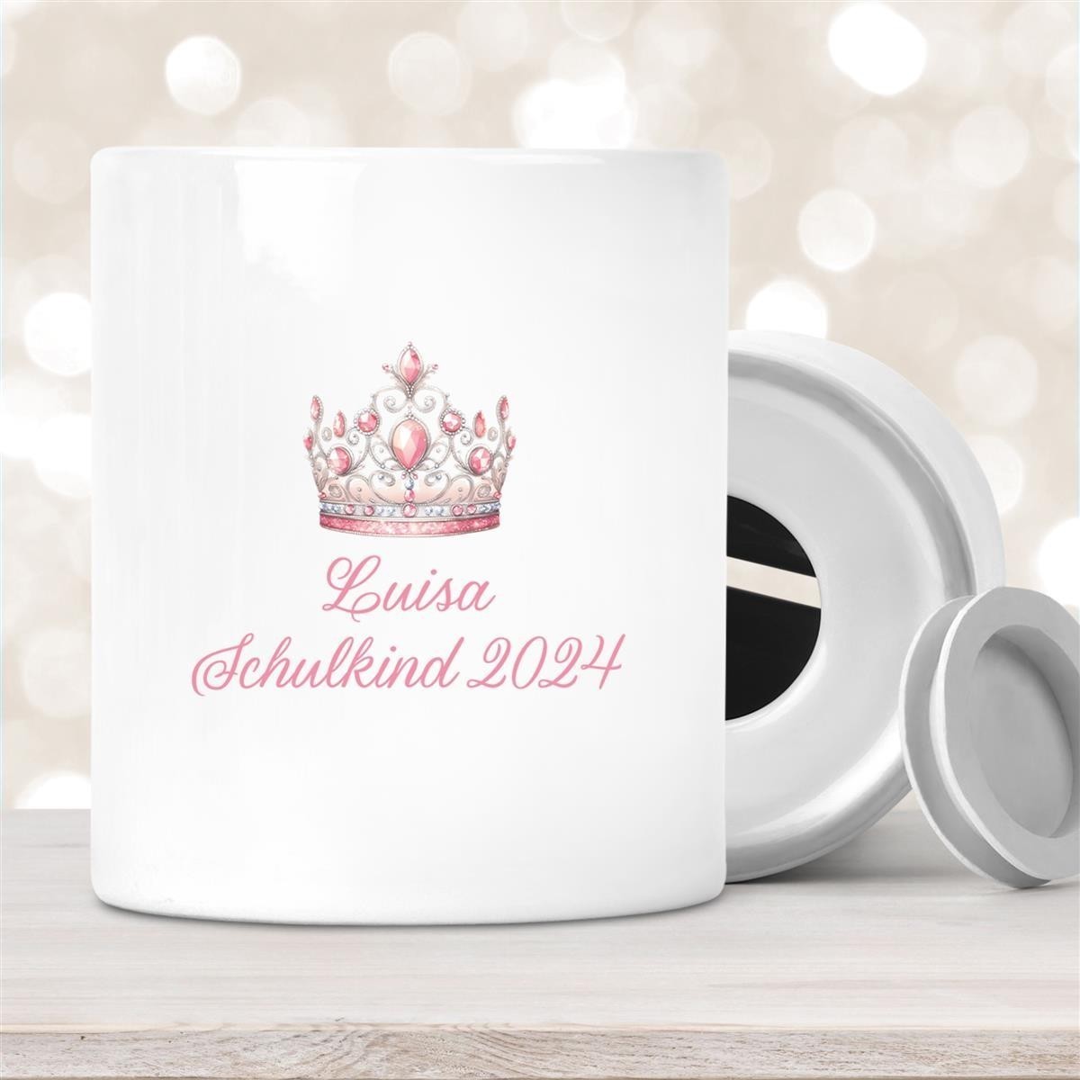Spardose mit Wunschname Schulanfang #15 Prinzessin personalisiert