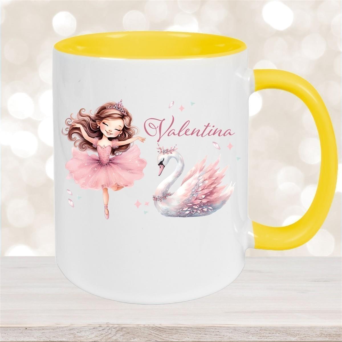Tasse Ballerina 2 Wunschname Keramik Kinderbecher personalisiert versch. Farben