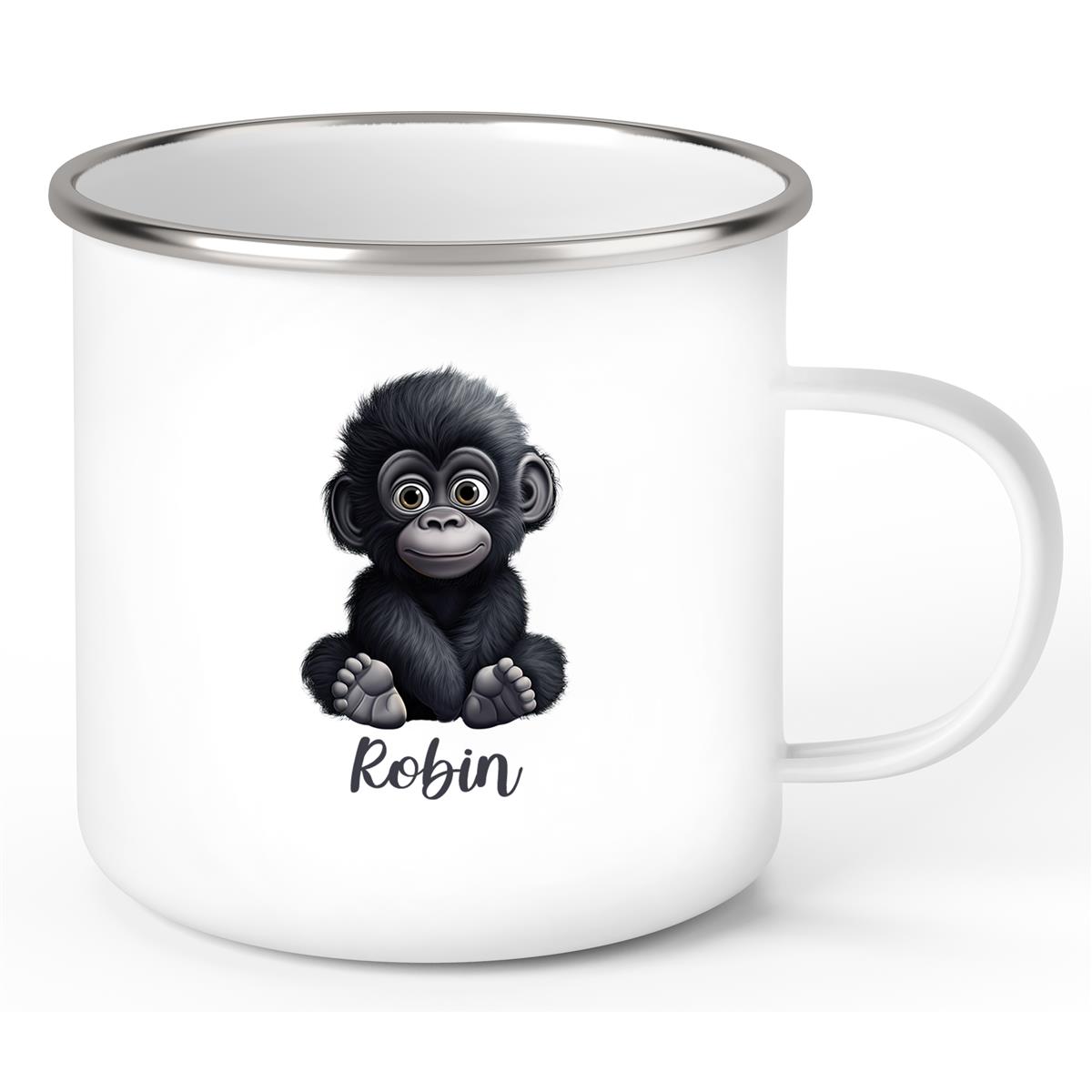 Tasse Wunschname Gorilla 1 Emaille Kinderbecher