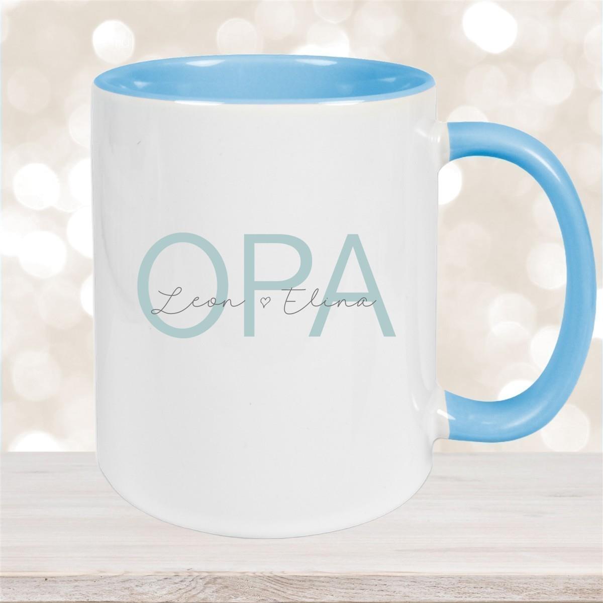 Tasse, Opa, Vatertag, Geburtstag 1 Wunschnamen Keramik Personalisiert versch. Farben