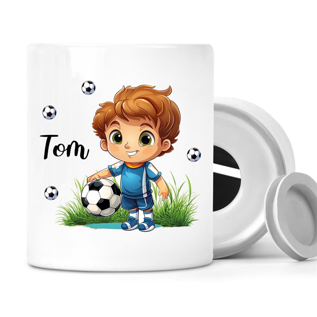Spardose mit Wunschname Fußball #7 personalisiert