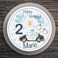 Tortenaufleger Geburtstag Polizei #1 Name & Zahl (20cm) Fondant Papier
