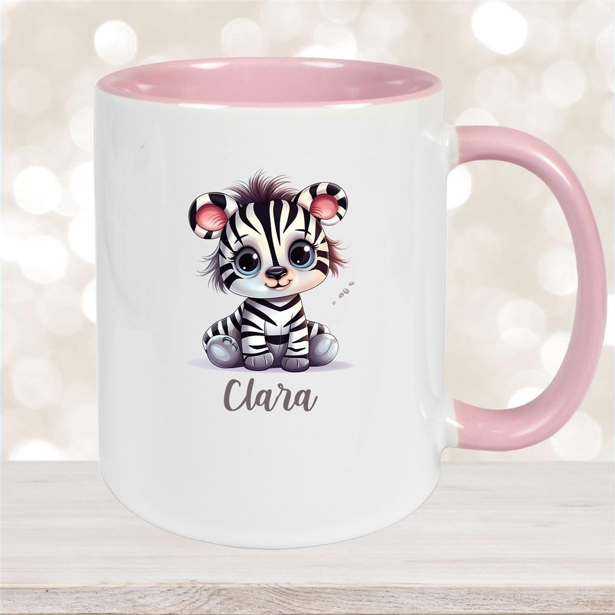 Tasse Wunschname Zebra 2 Keramik Kinderbecher versch. Farben