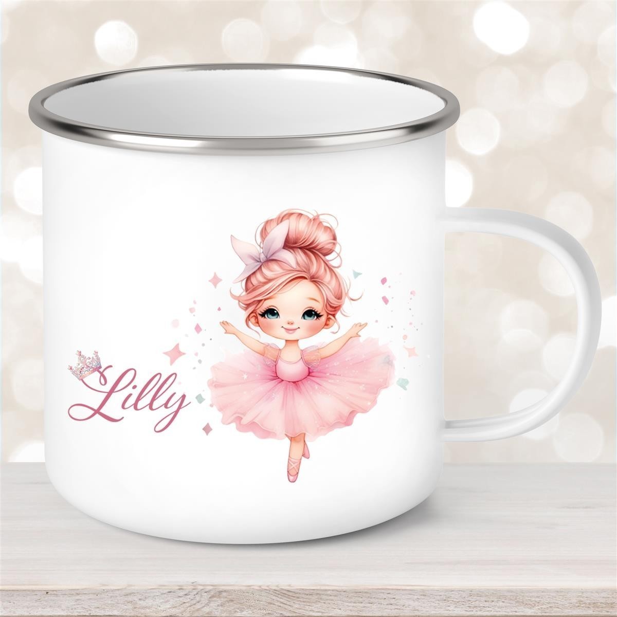 Tasse Ballerina #1 Wunschname Emaille Kinderbecher personalisiert Tasse Ballerina #1 Wunschname Emaille Kinderbecher personalisiert