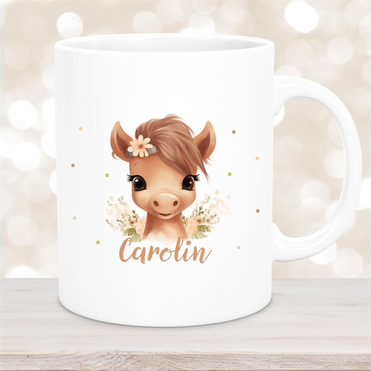 Tasse Pferd #6 Wunschname Keramik Kinderbecher personalisiert Weiß Tasse Pferd #6 Wunschname Keramik Kinderbecher personalisiert Weiß