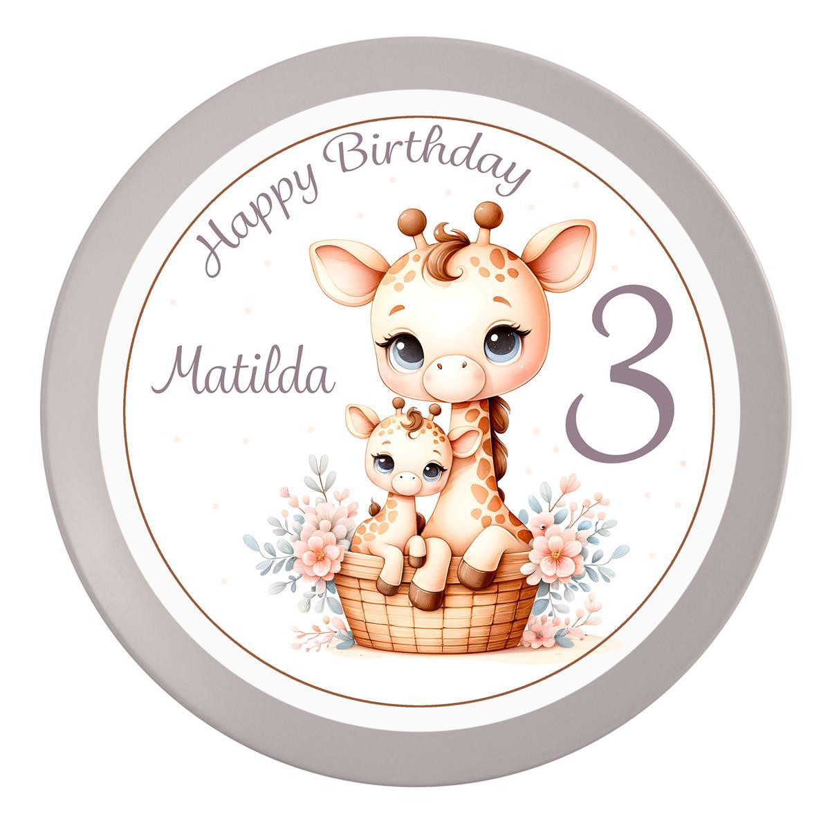 Tortenaufleger Geburtstag Giraffen 1 Name & Zahl (20cm)