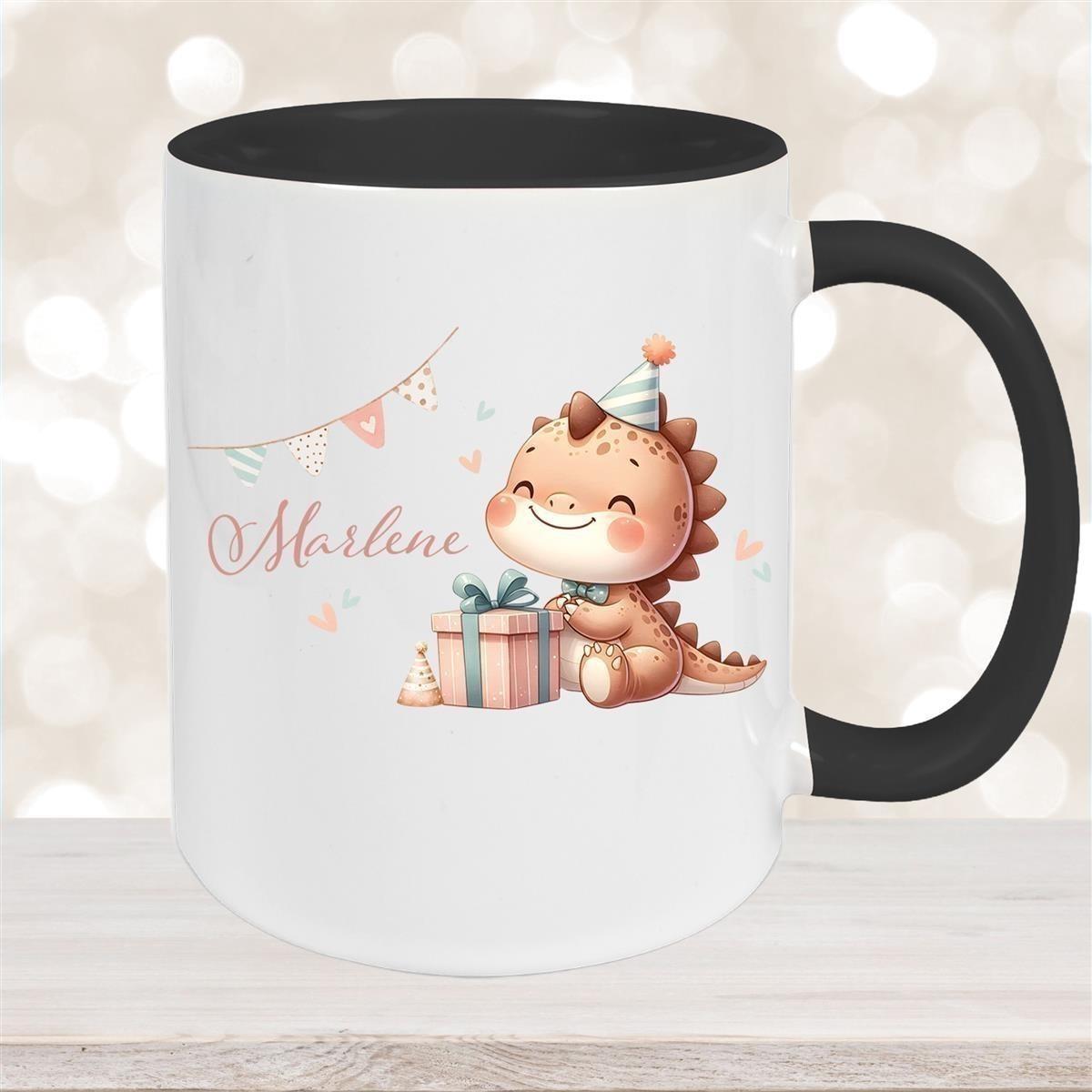 Tasse Dino 18 Wunschname Keramik Kinderbecher Personalisiert versch. Farben