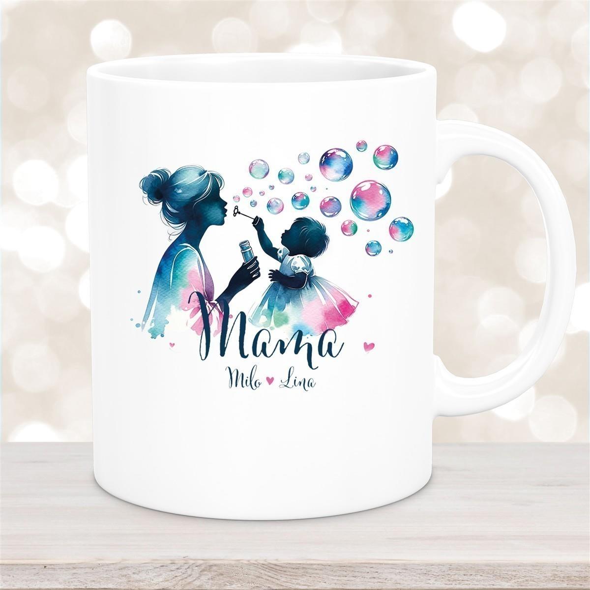 Tasse Muttertag 10 Wunschnamen Keramik Personalisiert versch. Farben