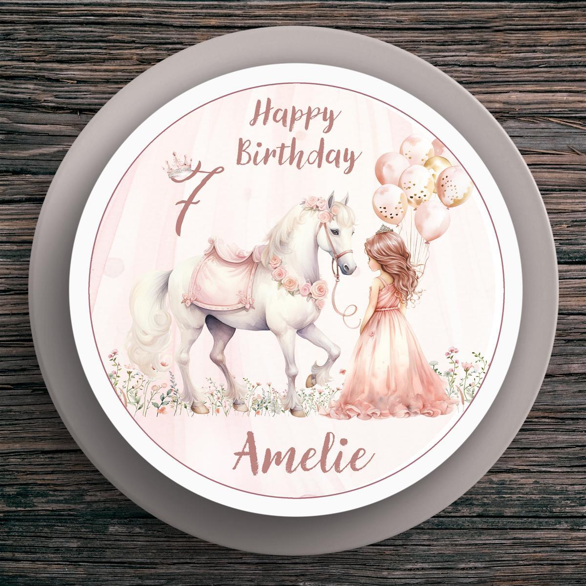 Tortenaufleger Geburtstag Prinzessin #2 Name & Zahl (20cm) Fondant Papier