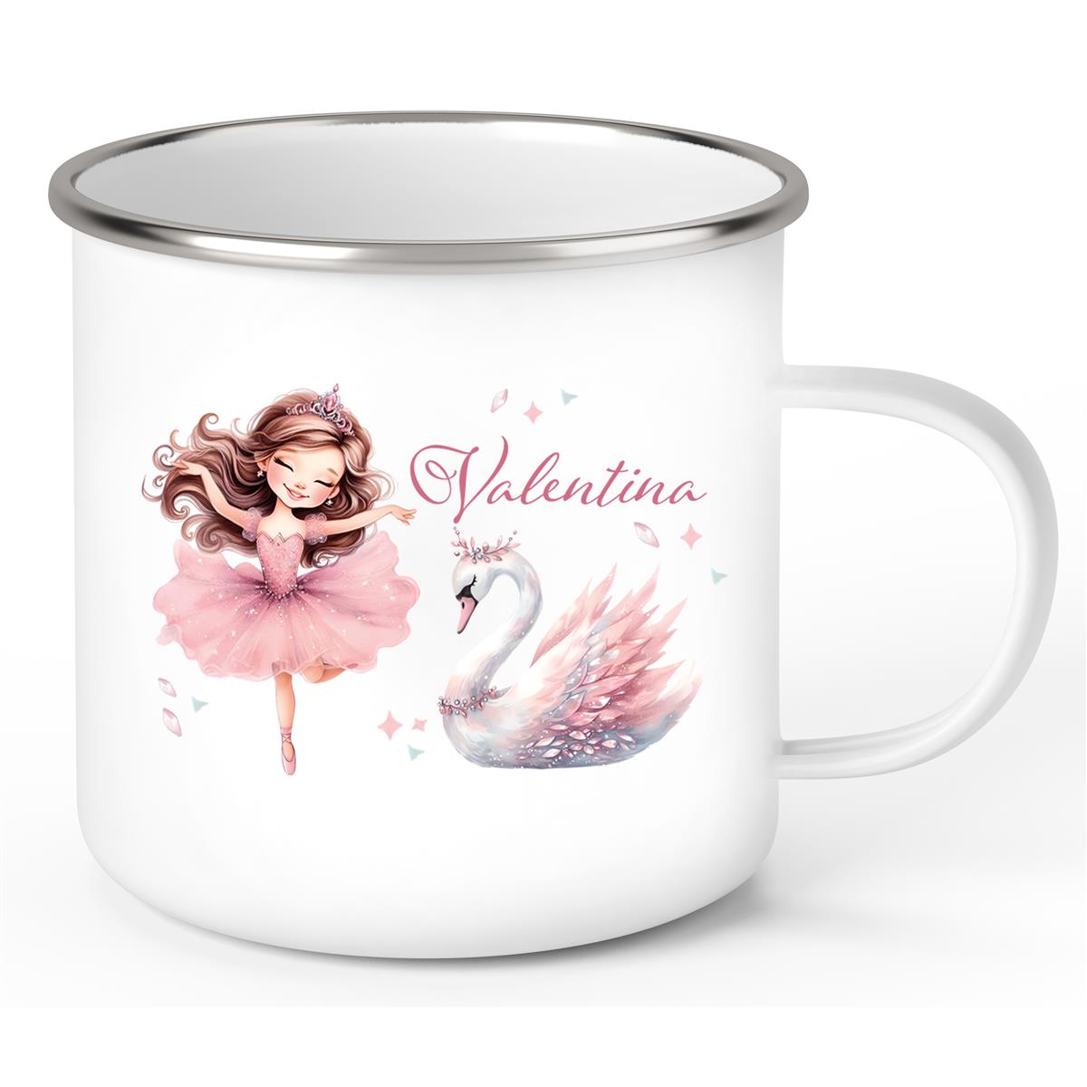 Tasse Ballerina 2 Wunschname Emaille Kinderbecher personalisiert