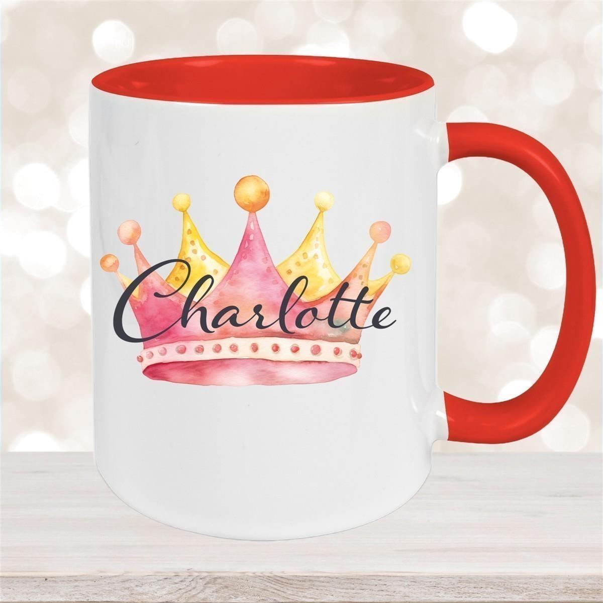 Tasse Krone 2 Wunschname Keramik Kinderbecher personalisiert versch. Farben