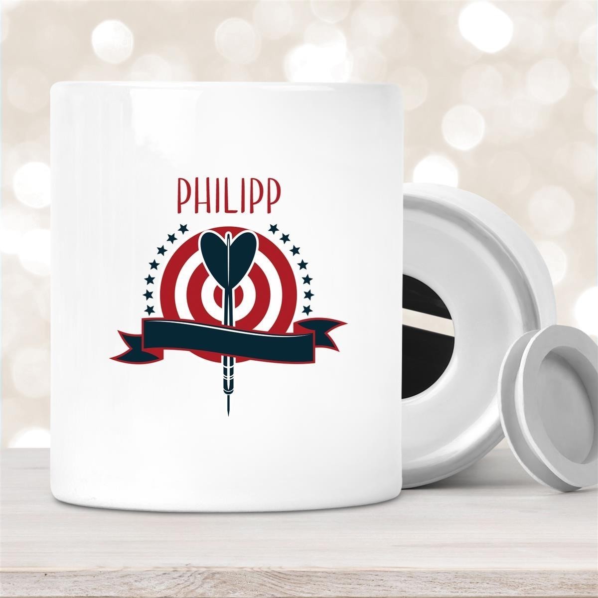 Spardose mit Wunschname Dart #4 personalisiert Spardose mit Wunschname Dart #4 personalisiert