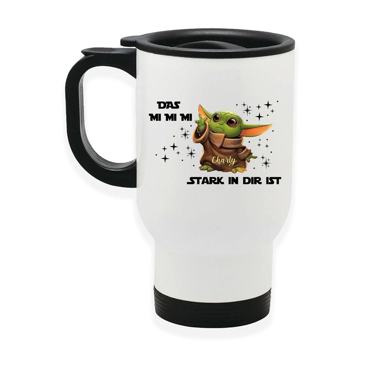 Edelstahl-Thermobecher mit Deckel Baby Yoda 1 weiß