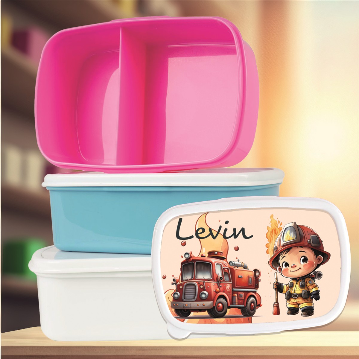 Brotdose mit Namen Feuerwehr #01 – Personalisierte Lunchbox für Schule & Kindergarten versch. Farben Brotdose mit Namen Feuerwehr #01 – Personalisierte Lunchbox für Schule & Kindergarten Weiß