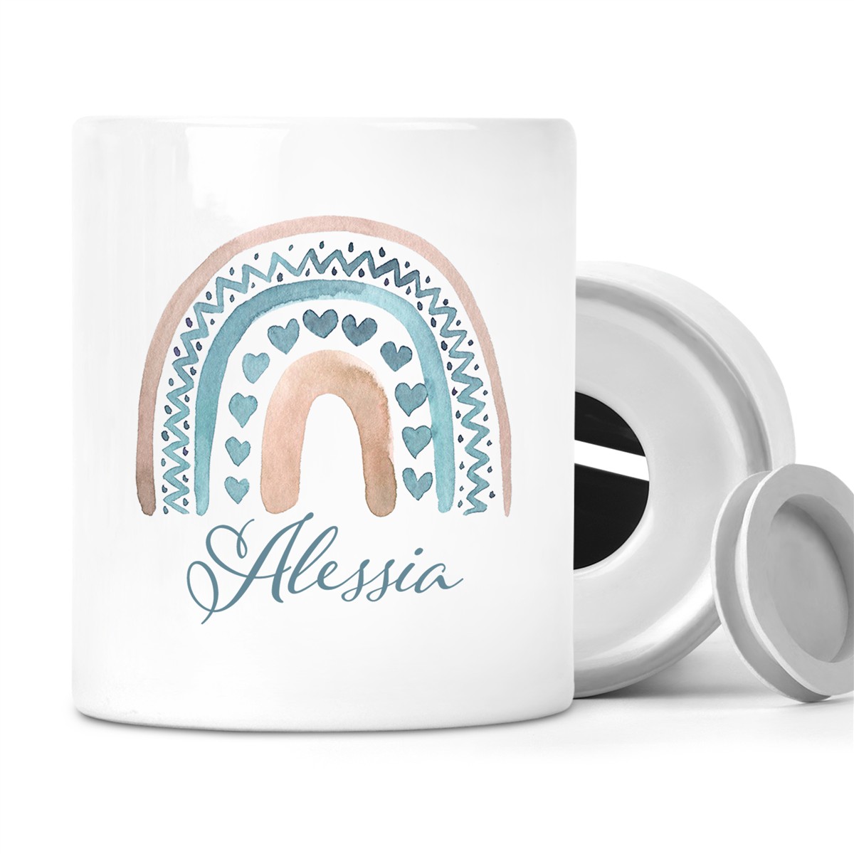 Spardose mit Wunschname Regenbogen 5 personalisiert