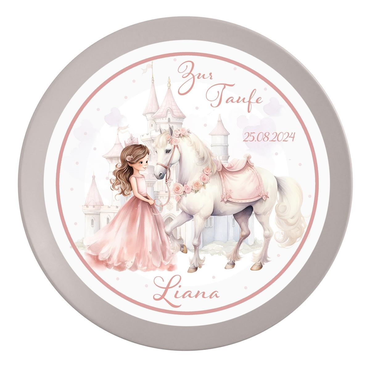 Tortenaufleger Taufe Prinzessin 2 Name & Datum (20cm)
