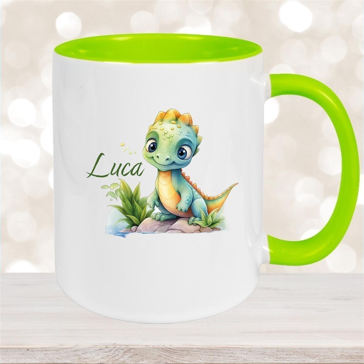 Tasse Dino #11 Wunschname Keramik Kinderbecher Personalisiert versch. Farben