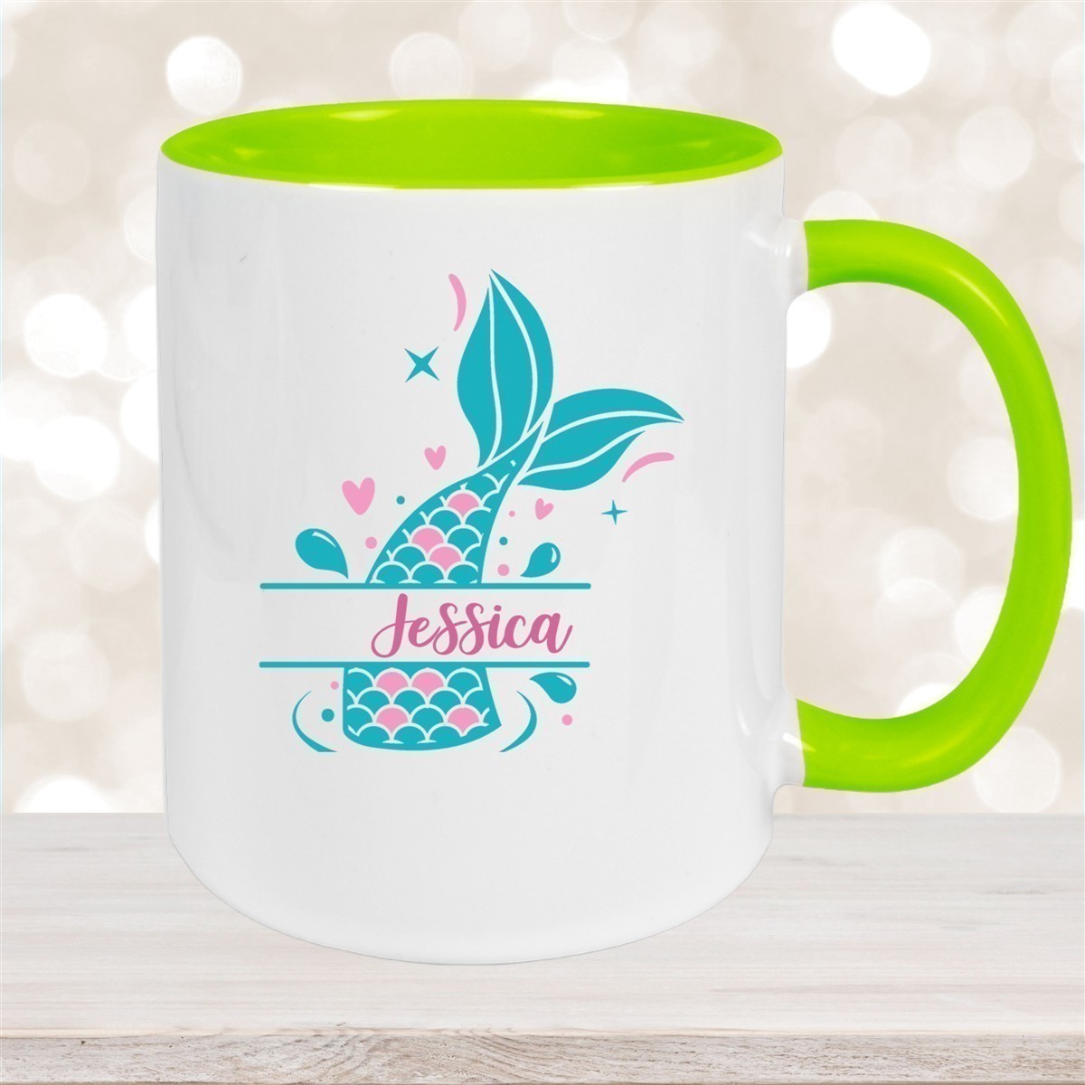 Tasse Meerjungfrau-Flosse #1 Wunschname Keramik Kinderbecher personalisiert versch. Farben