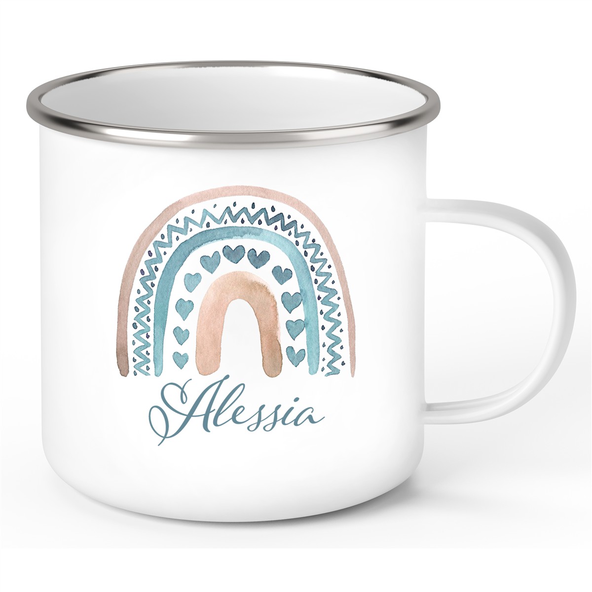 Tasse Wunschname Regenbogen 5 Emaille Kinderbecher