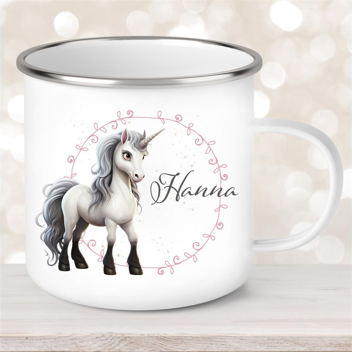Tasse Einhorn #6 Wunschname Emaille Kinderbecher personalisiert Tasse Einhorn #6 Wunschname Emaille Kinderbecher personalisiert