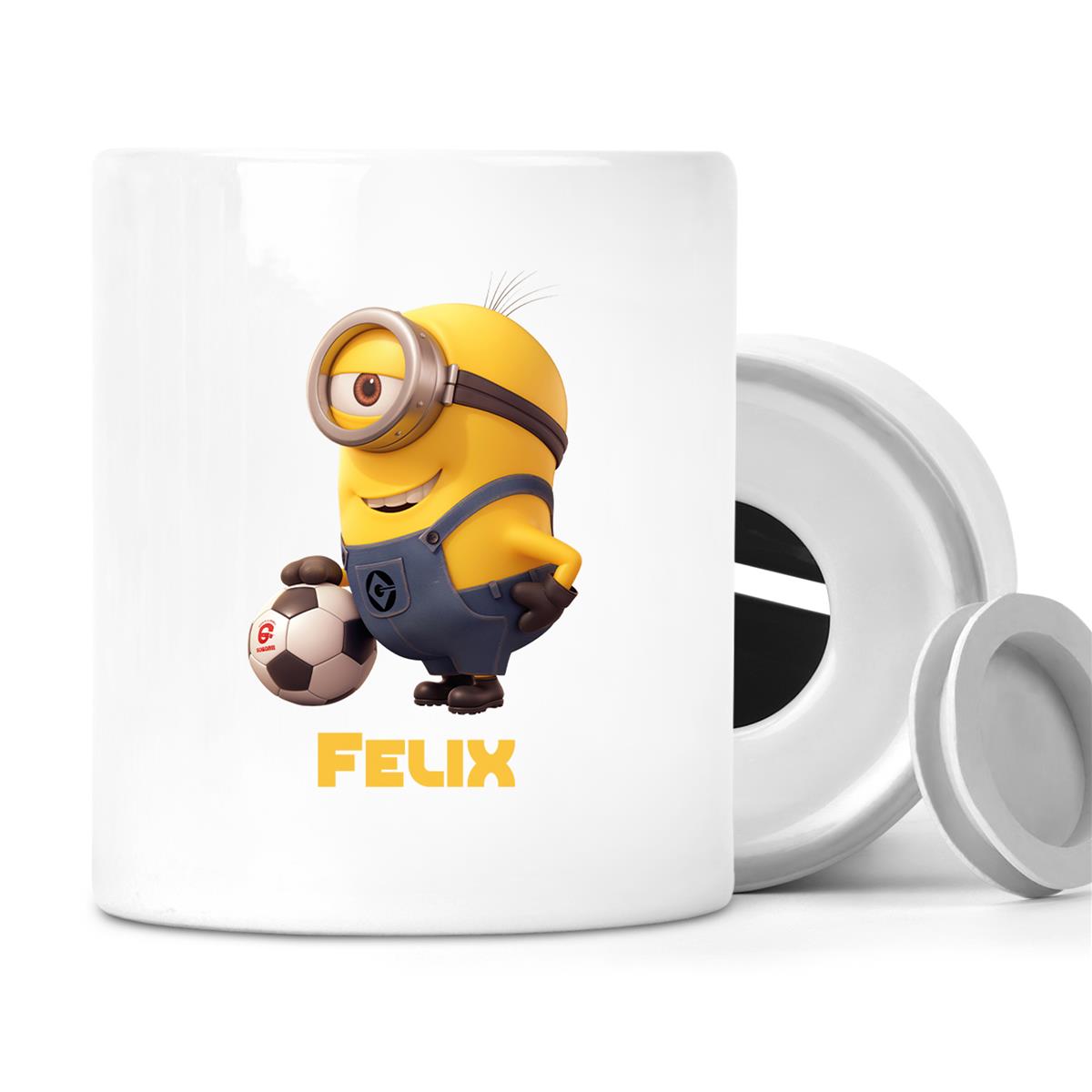 Spardose Minions Kinder Minion #8 Fußball Wunschname personalisiert