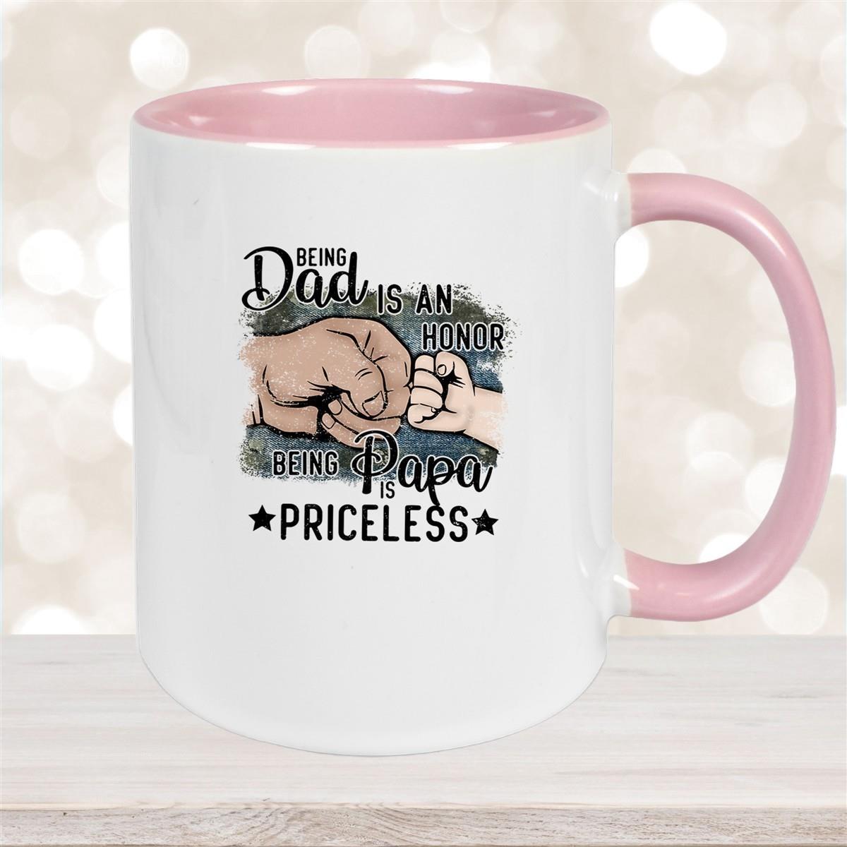 Tasse Vatertag 4 "Being Papa is Priceless" Keramik versch. Farben