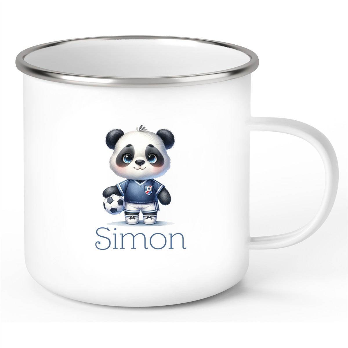 Tasse Fußball 17 Wunschname Emaille Kinderbecher personalisiert