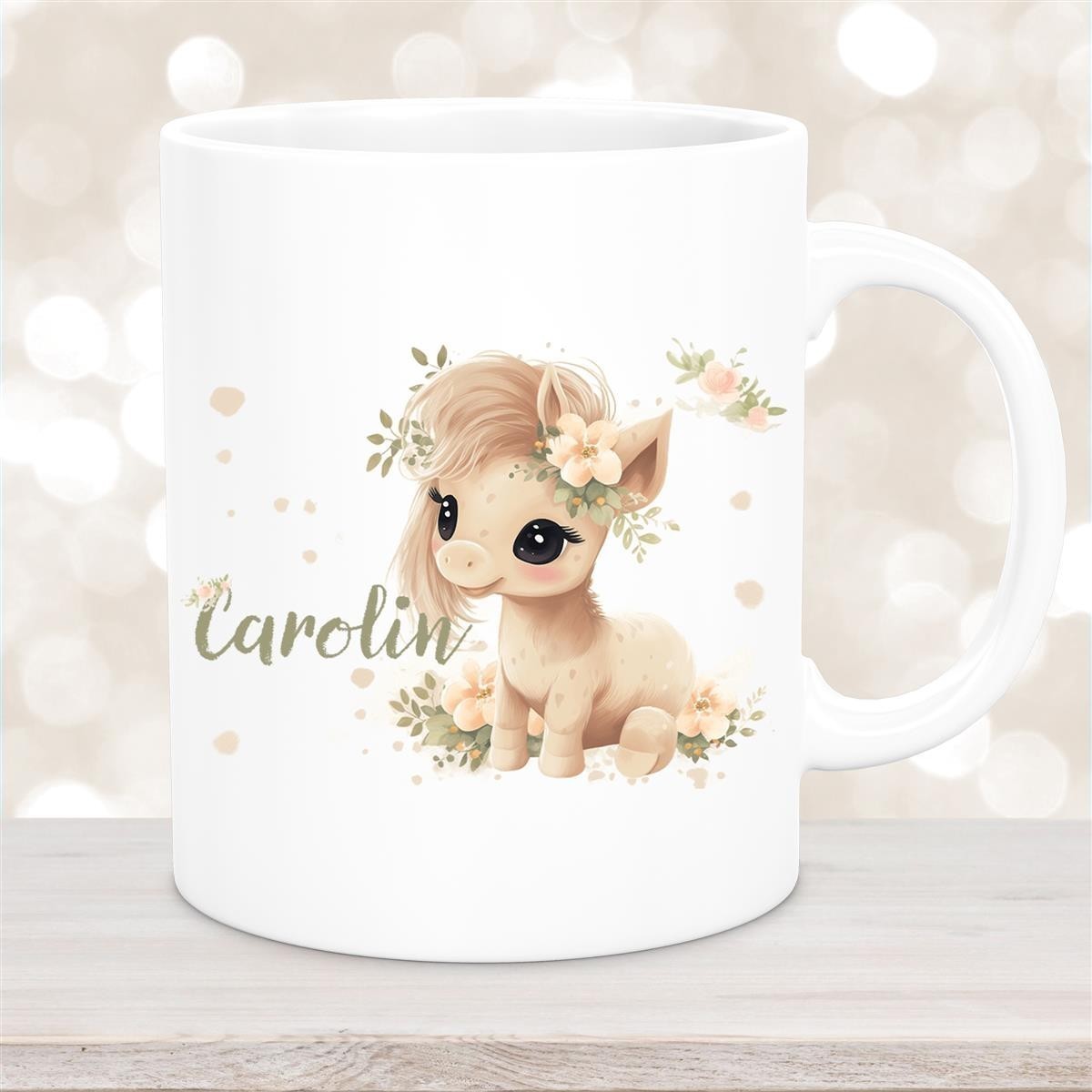 Tasse Pferd #5 Wunschname Keramik Kinderbecher personalisiert Weiß Tasse Pferd #5 Wunschname Keramik Kinderbecher personalisiert Weiß