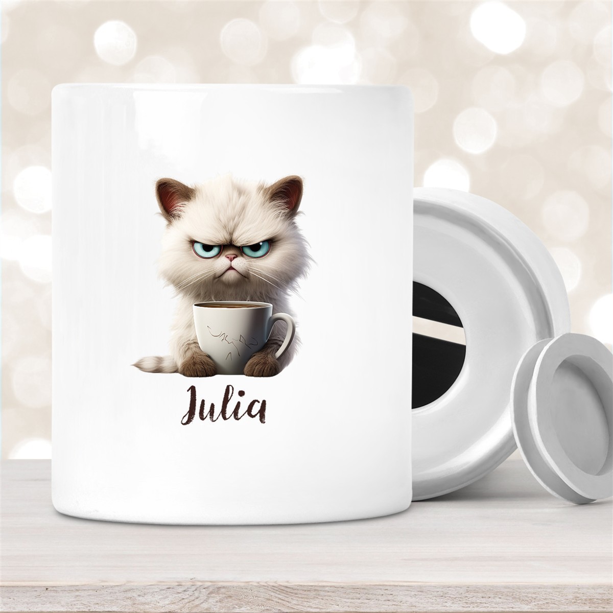 Spardose Katze Grumpy #2 Wunschname personalisiert Spardose Katze Grumpy #2 Wunschname personalisiert