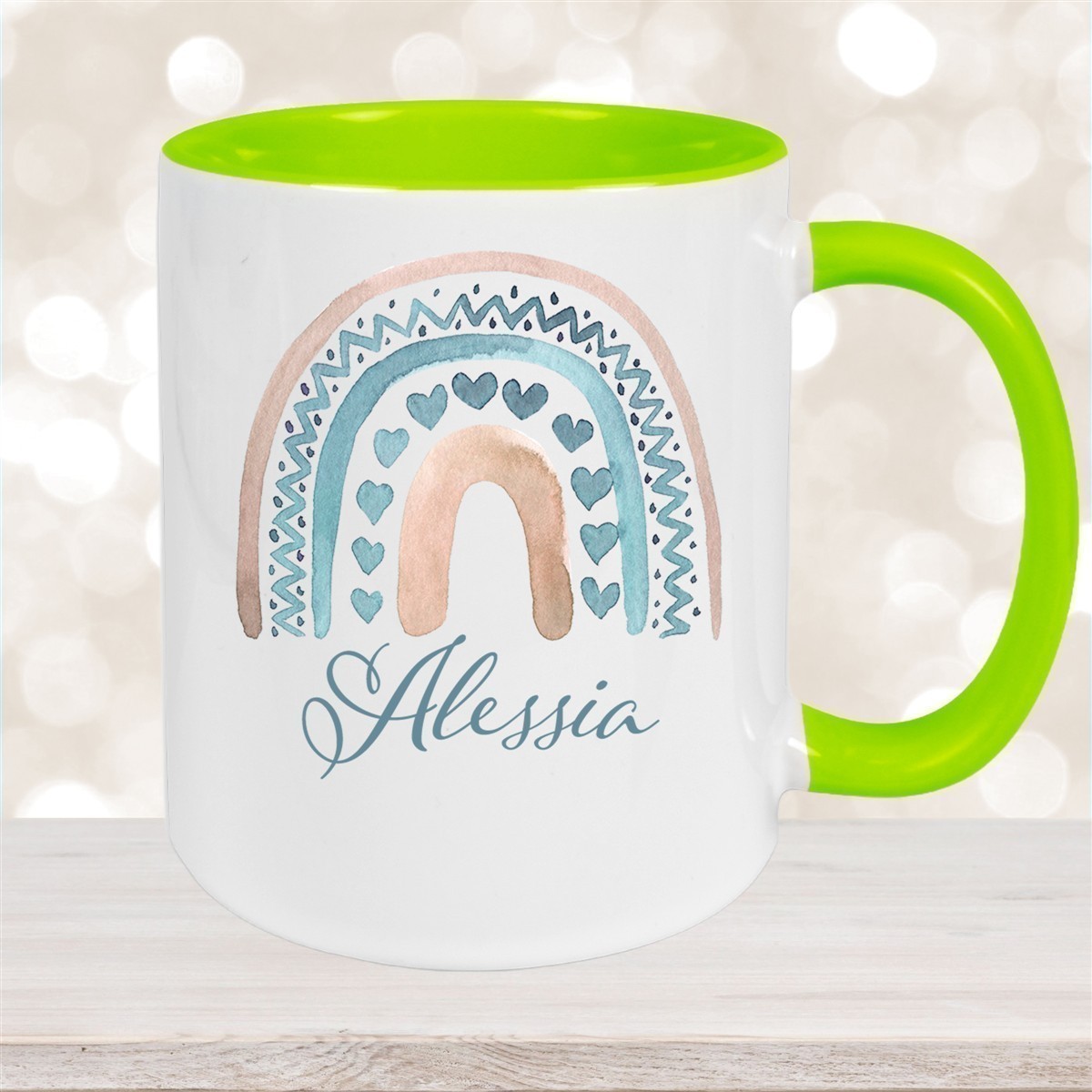 Tasse Wunschname Regenbogen #5 Keramik Kinderbecher versch. Farben