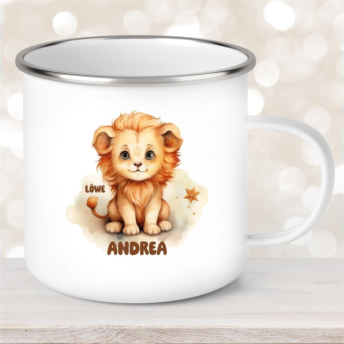 Tasse Sternzeichen Kinder Löwe #1 Wunschname Emaille Kinderbecher personalisiert Tasse Sternzeichen Kinder Löwe #1 Wunschname Emaille Kinderbecher personalisiert