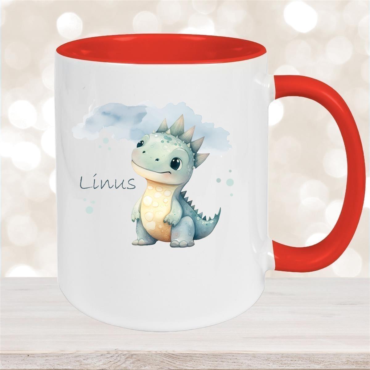 Tasse Dino 15 Wunschname Keramik Kinderbecher Personalisiert versch. Farben