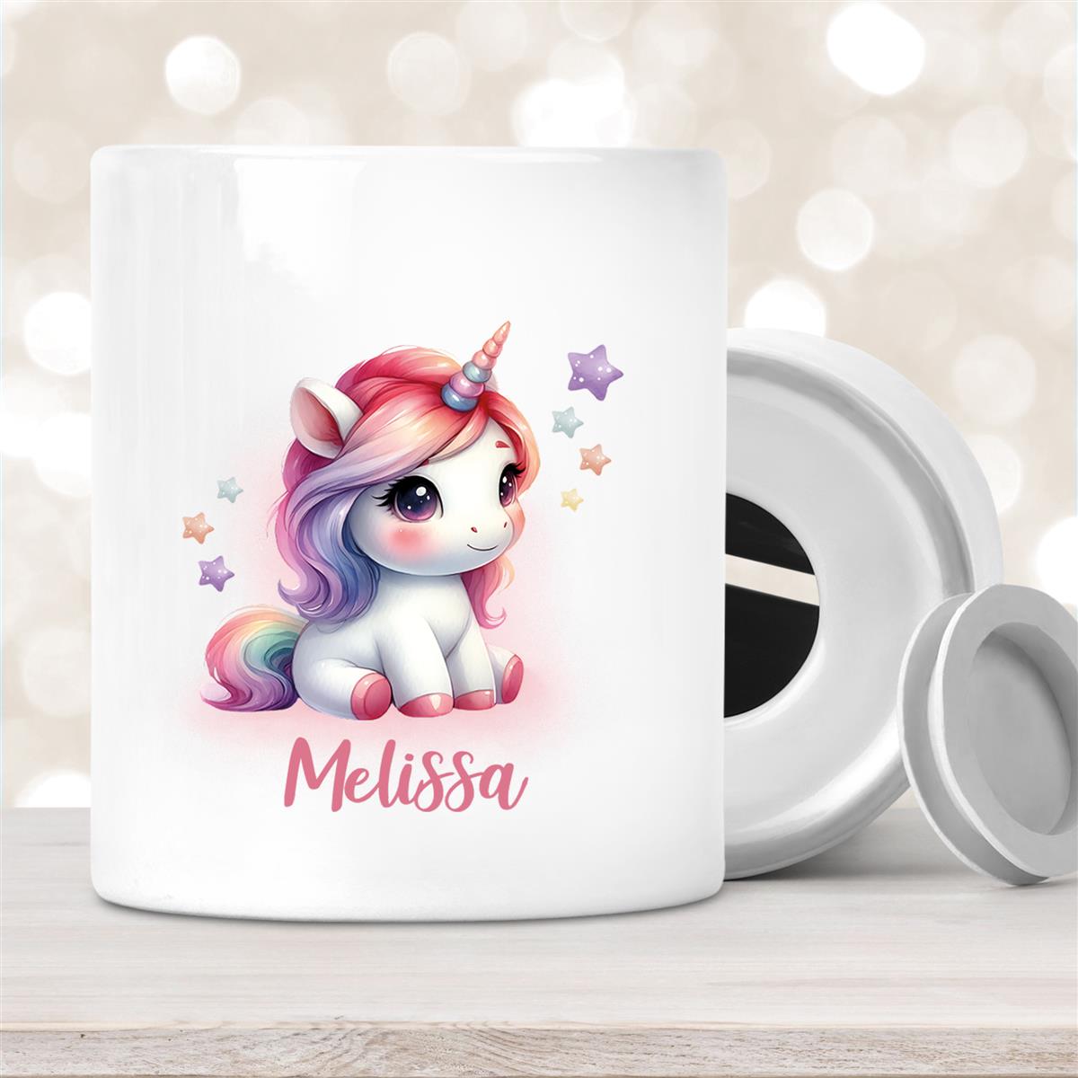 Spardose mit Wunschname Einhorn #10 personalisiert