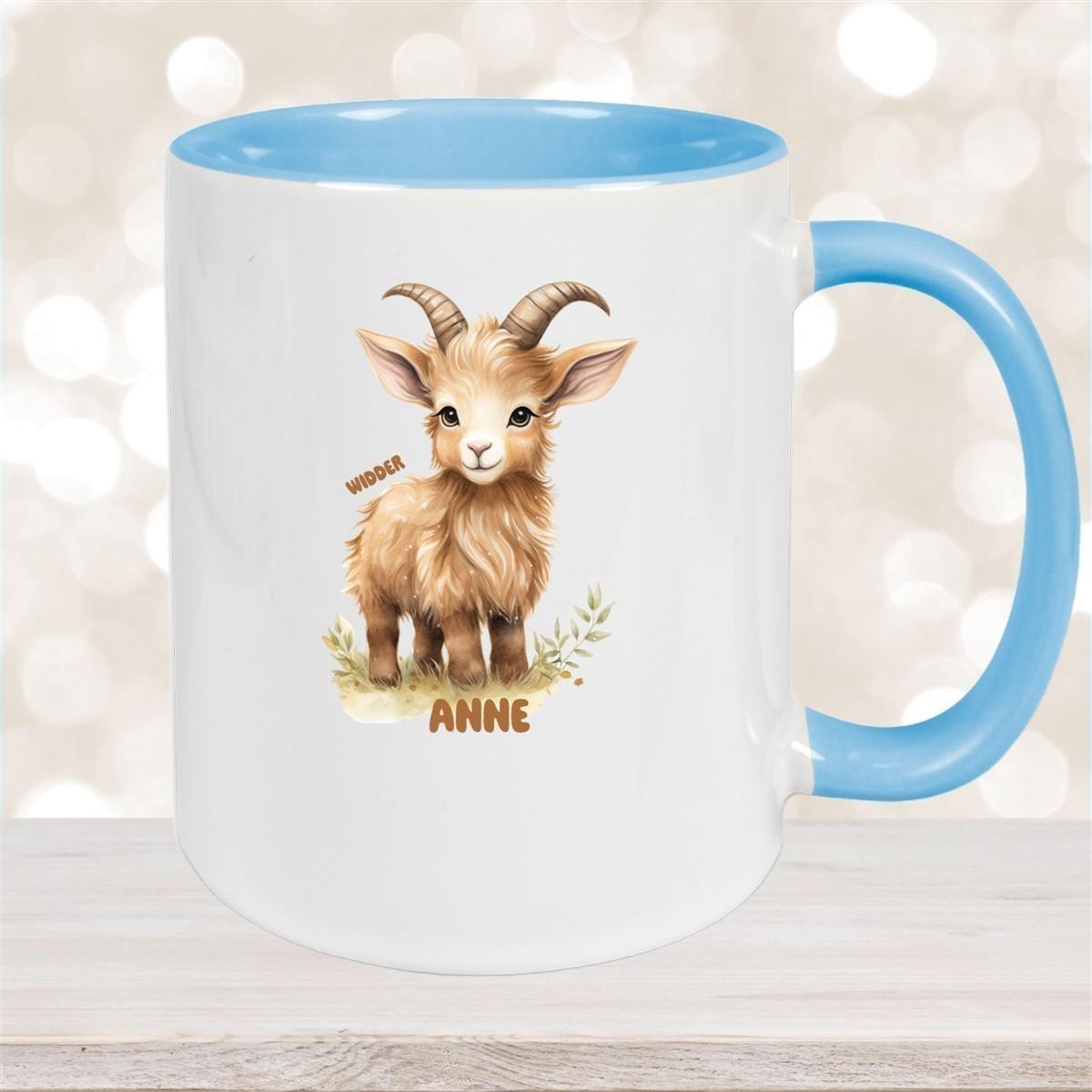 Tasse Sternzeichen Kinder Widder 1 Wunschname Keramik Kinderbecher personalisiert versch. Farben