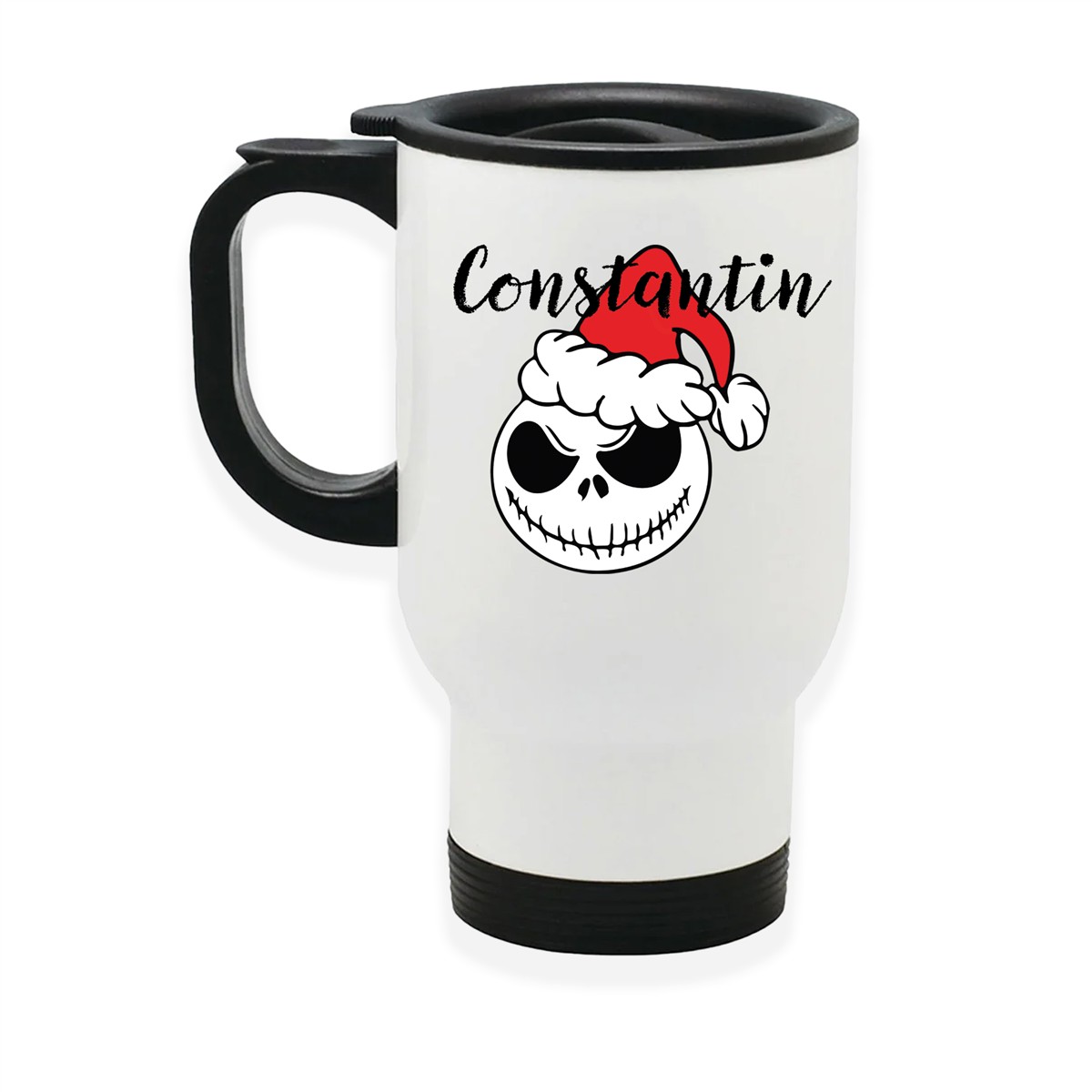 Edelstahl-Thermobecher mit Deckel Weihnachten Nightmare before Christmas #10 personalisiert weiß