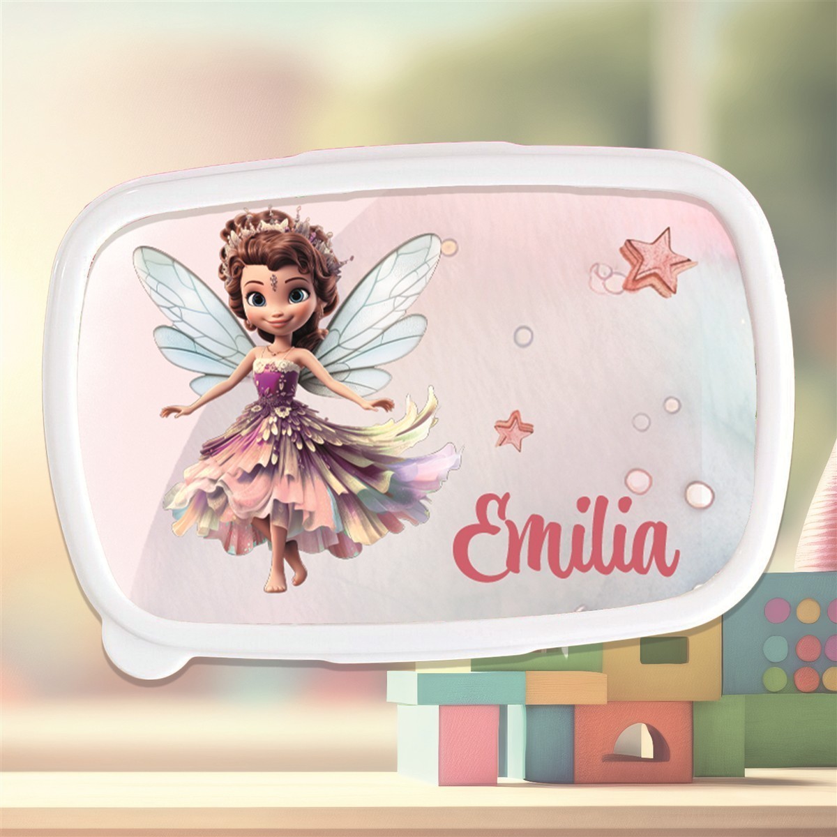 Brotdose mit Namen Fee #01 – Personalisierte Lunchbox für Schule & Kindergarten versch. Farben