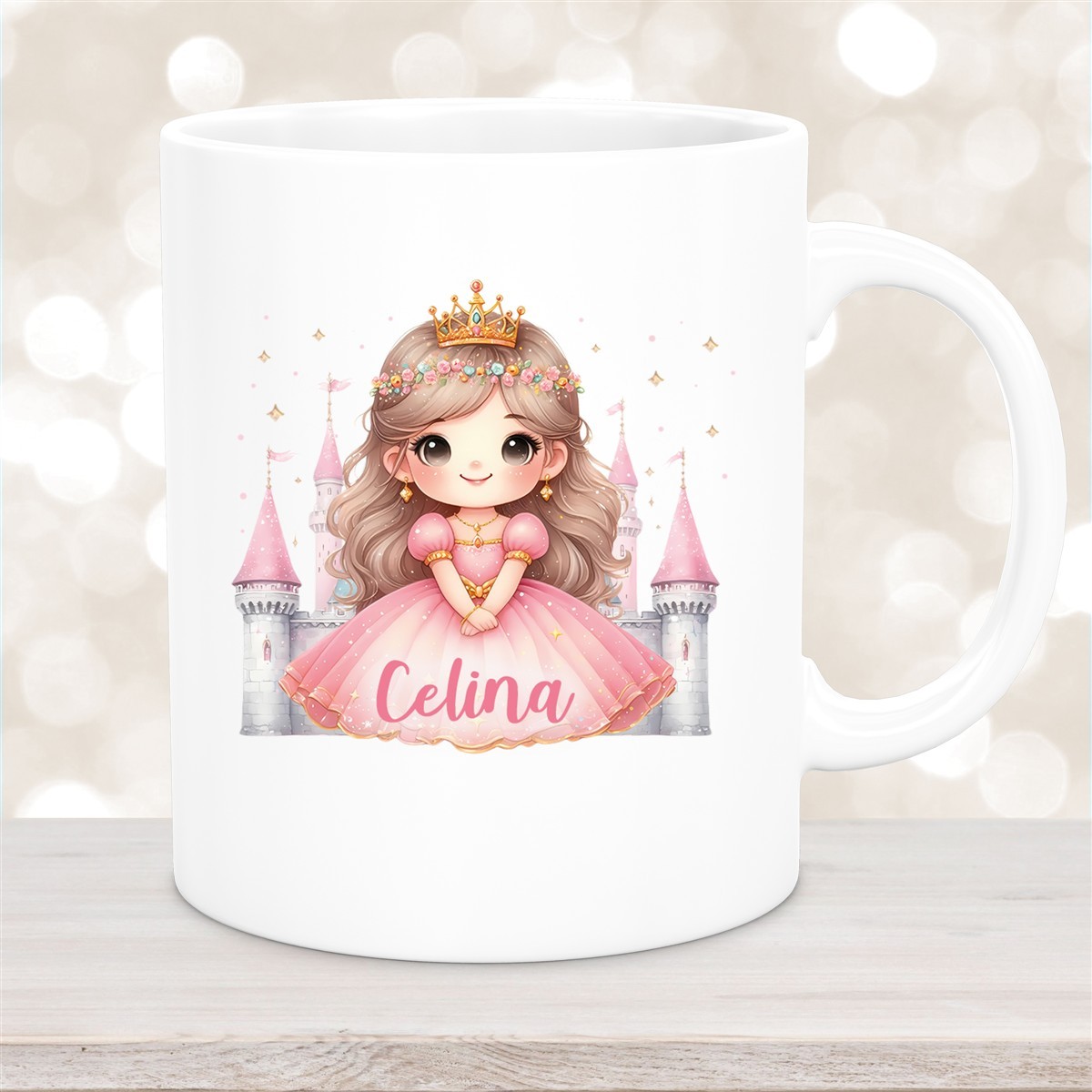Tasse Kinder Prinzessin #3 Wunschname Keramik Kinderbecher personalisiert versch. Farben