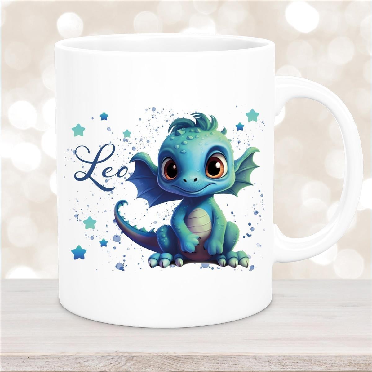 Tasse Wunschname Drache #2 Keramik Kinderbecher Weiß
