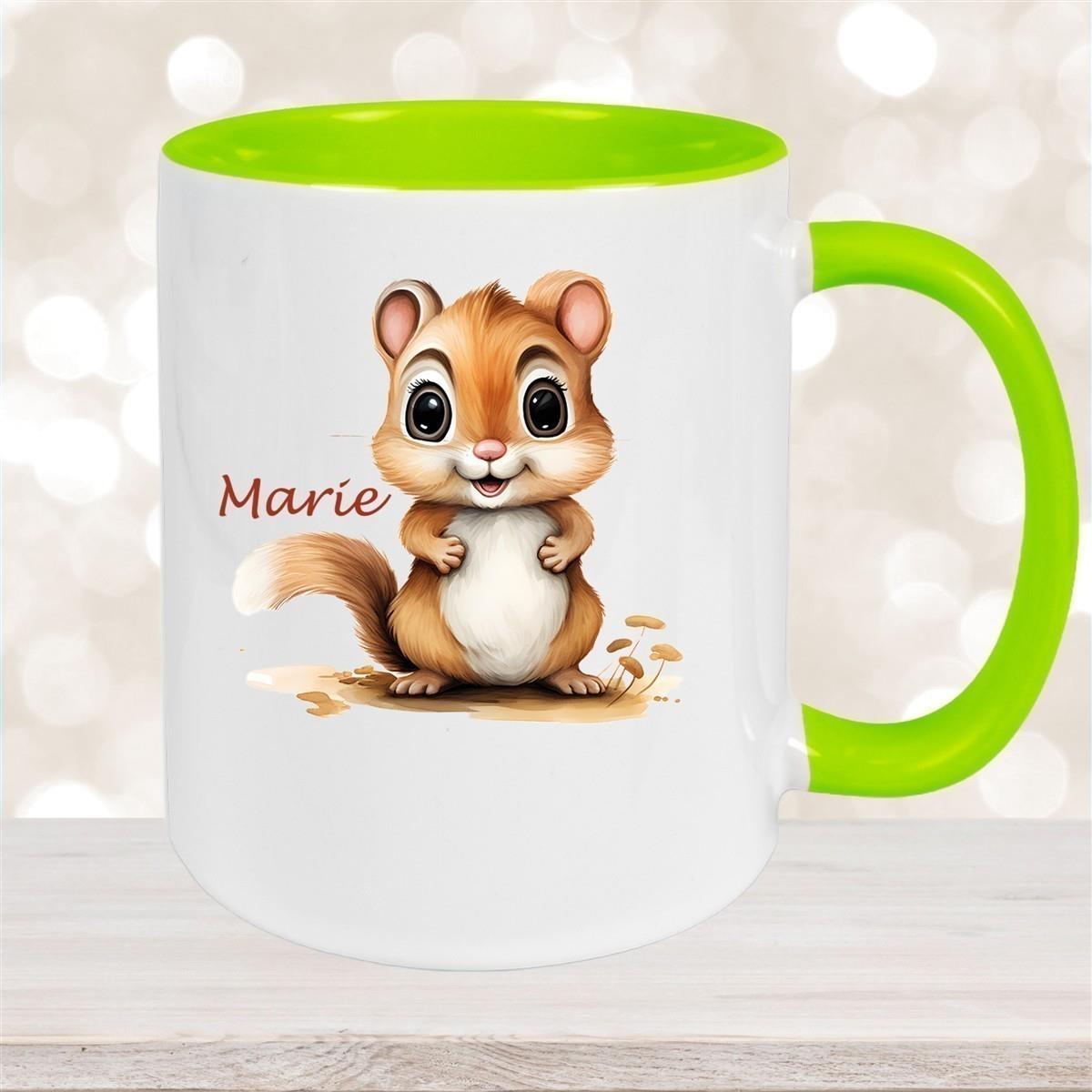 Tasse Wunschname Chipmunk 2 Keramik Kinderbecher personalisiert versch. Farben