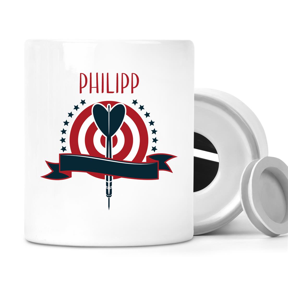 Spardose mit Wunschname Dart #4 personalisiert