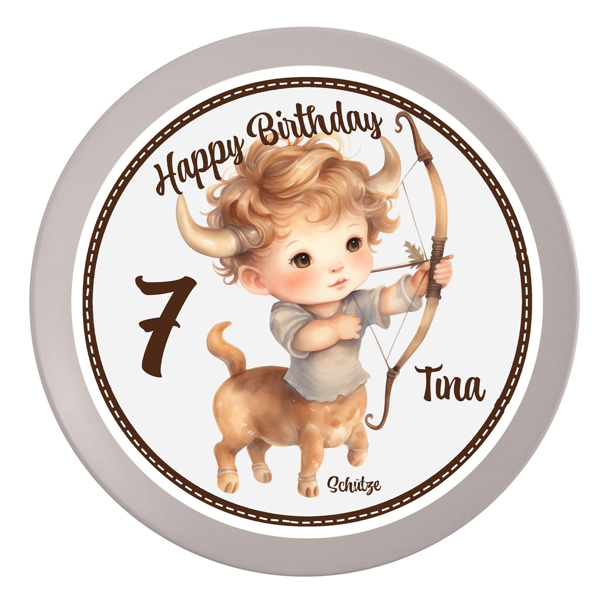 Tortenaufleger Geburtstag Sternzeichen Schütze #1 Name & Zahl (20cm) Fondant Papier