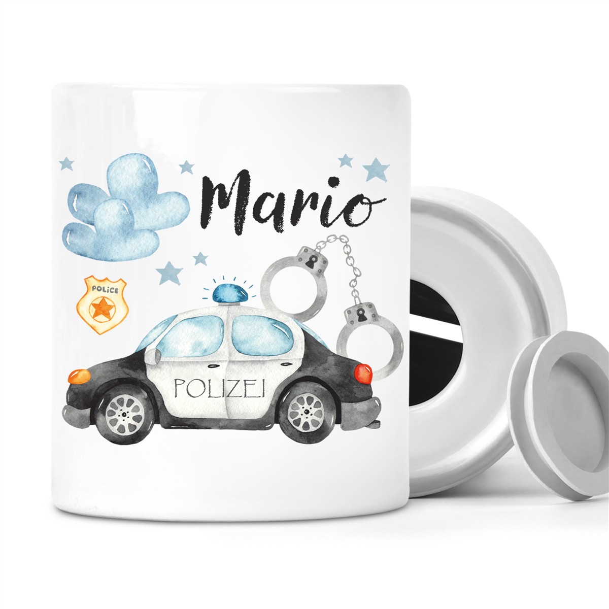 Spardose mit Wunschname Polizei 1 personalisiert